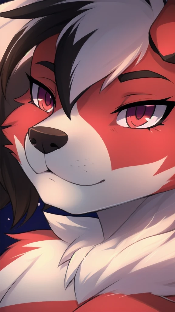 By zinfyuu on pixiv,by twistedscarlet60, uploaded on pixiv, by fluff-kevlar, (masterpiece), (best quality), (anthro furry:1.3, snout:1.2, anthro:1.3, furry:1.2, solo female:1.2),BREAK,pokemon, lycanroc, lycanroc midnight,nude, sfw ,:o, kiss me, close up selfie of lycanroc