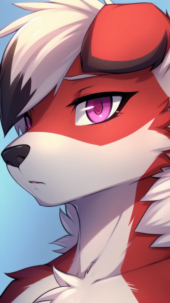 By zinfyuu on pixiv,by twistedscarlet60, uploaded on pixiv, by fluff-kevlar, (masterpiece), (best quality), (anthro furry:1.3, snout:1.2, anthro:1.3, furry:1.2, solo female:1.2),(detailed eye, pink eye),BREAK,pokemon, lycanroc, lycanroc midnight,nude, sfw ,:o, kiss me, close up camera angle