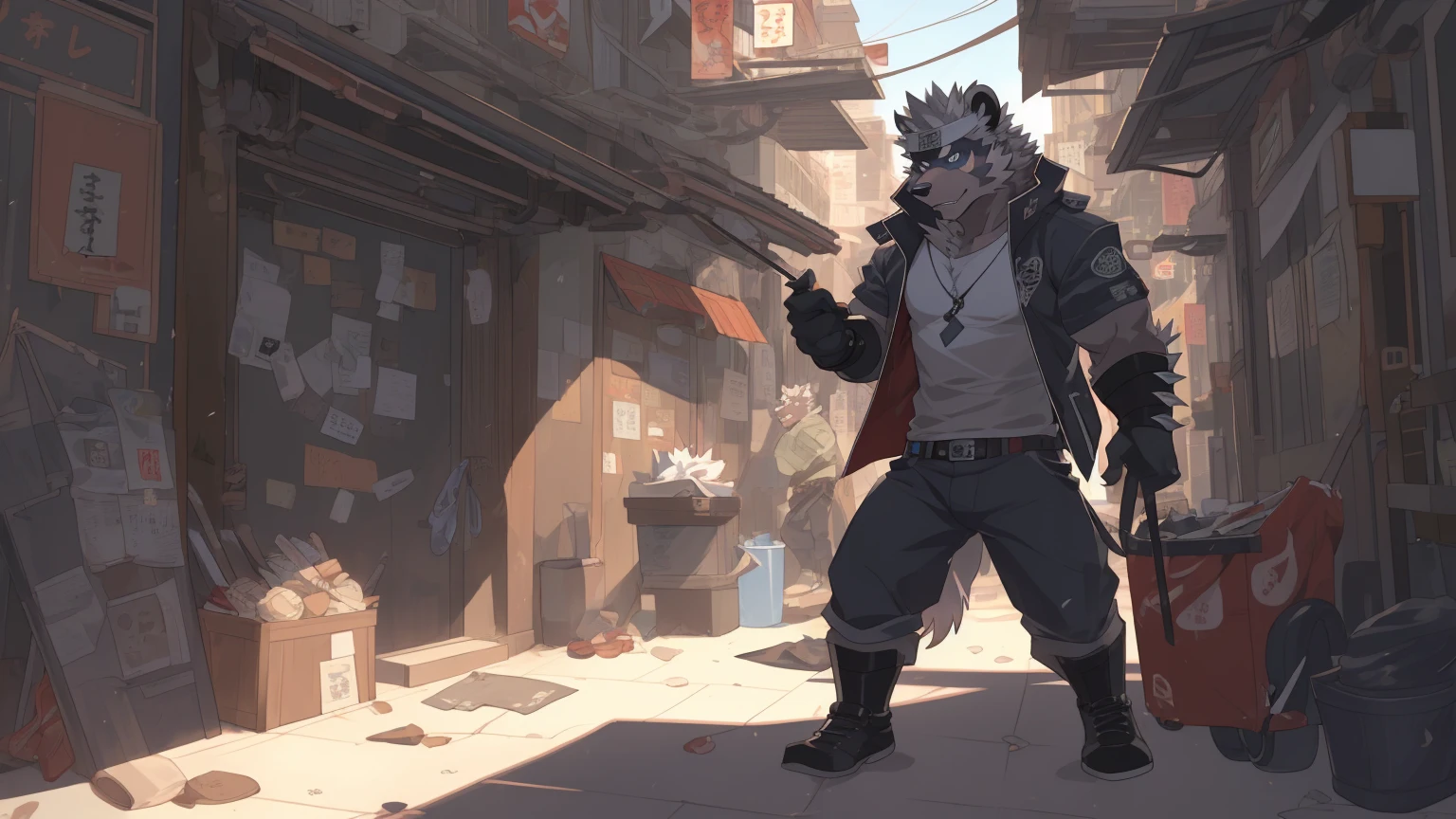 Empty, panda \(No need\), (Textured Skin), whole body, , blue eyes, muscular, Spiky hair, male, t-shirt, (Parka, jacket), Well-dressed, Room, (Cyberpunk), street, Neon, permanent, outdoor, Delicate eyes, high quality, best quality, (Anatomically correct: 1.2), [go through (go through canyne khai, (go through takemoto arashi), go through null-ghost, go through kiyosan, go through milkytiger1145, go through littleblackalas)]