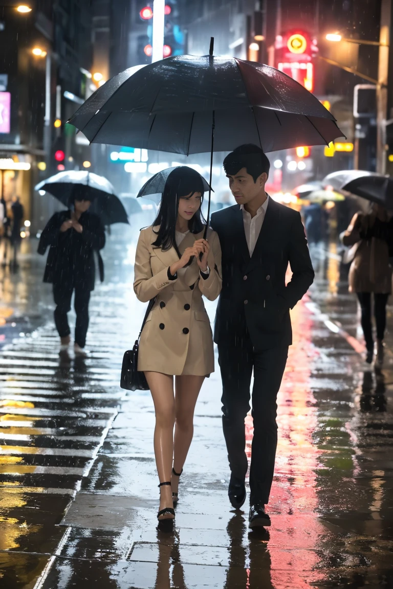 ((Masterpiece, top quality, high resolution)), ((highly detailed CG unified 8K wallpaper)), (huge stunning goddess shot, very hot and sexy, jaw-dropping beauty, perfect proportions, beautiful body, slim body beauty:1.1), people walking in the rain with umbrellas on the street, heavy rain, heavy downpour, heavy rain falling, dense rain, straight heavy rain, heavy rain at tokyo night, rainy, heavy rain, rainy weather, heavy rain from thick clouds, rain and viscous thick strands, foggy heavy rain, holding umbrellas,