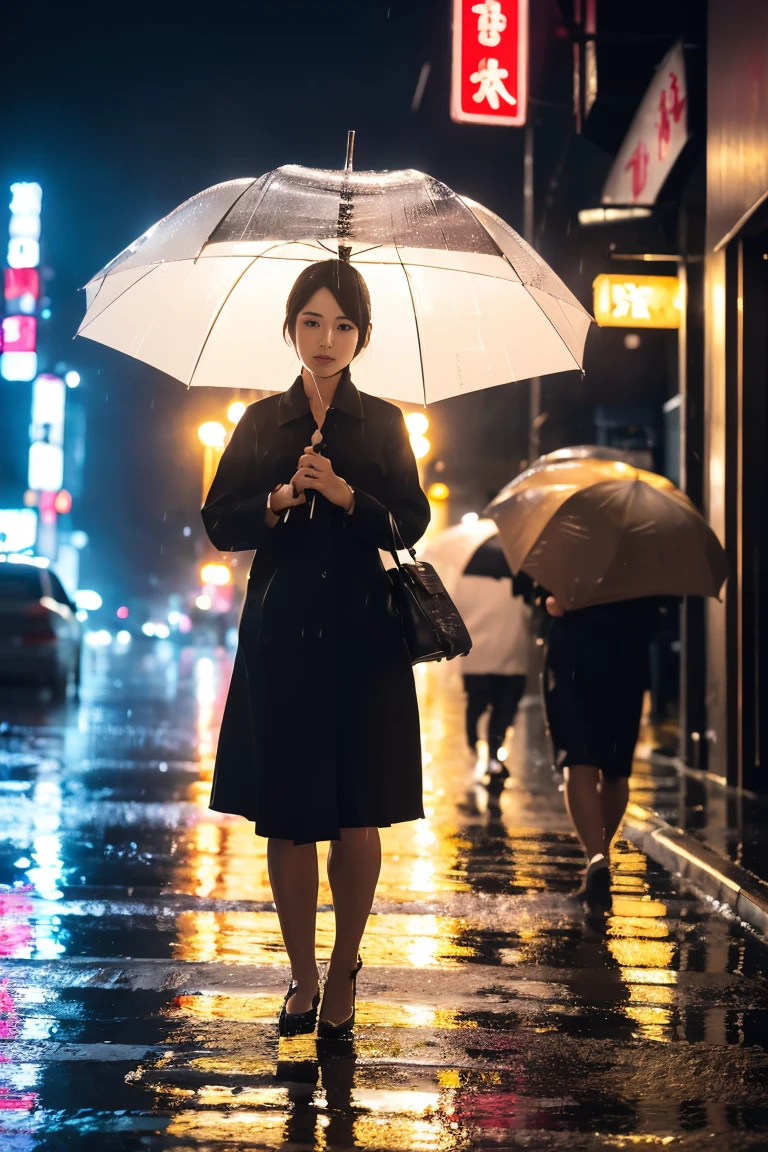 ((Masterpiece, top quality, high resolution)), ((highly detailed CG unified 8K wallpaper)), (huge stunning goddess shot, very hot and sexy, jaw-dropping beauty, perfect proportions, beautiful body, slim body beauty:1.1), people walking in the rain with umbrellas on the street, heavy rain, heavy downpour, heavy rain falling, dense rain, straight heavy rain, heavy rain at tokyo night, rainy, heavy rain, rainy weather, heavy rain from thick clouds, rain and viscous thick strands, foggy heavy rain, holding umbrellas,
