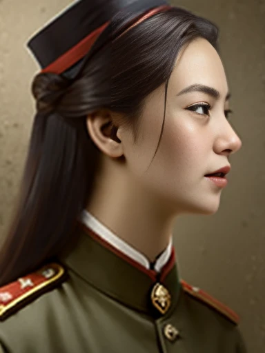 (masterpiece, best quality:1.2), Solitary，1 female commander，Workers' and Peasants' Red Army，plump and sexy，No background，HOI4 Portrait Style，leaders，portrait