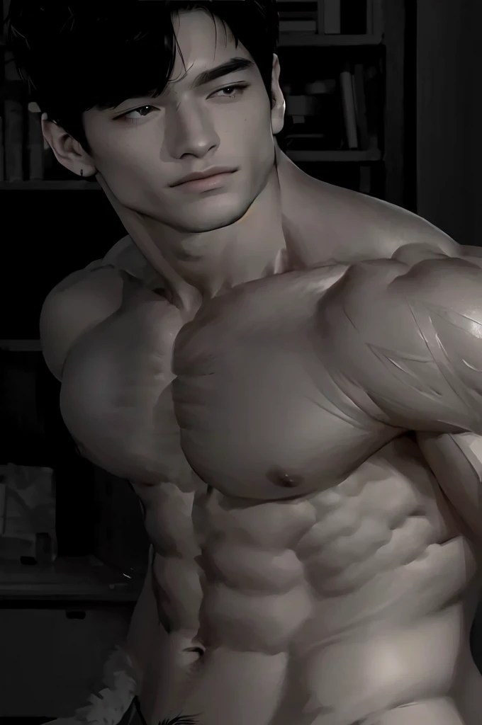 There is a man with a muscular body posing for a photo., detailed venous muscles, highly detailed upper body, detailed upper body, shirtless :: high detail, ultra detail. digital paint, detailed torso, muscular character, Realistic shaded perfect anatomy, detailed body, very detailed torso, detailed body and face, extremely detailed face and body, muscular male