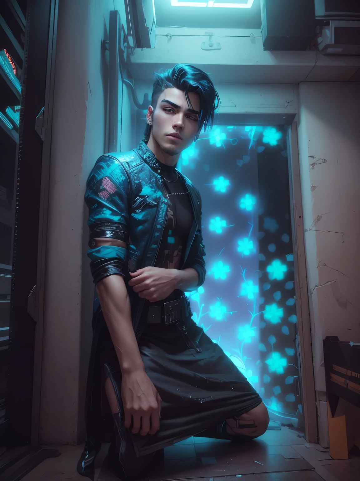 Change background to cyberpunk, Handsome boy, ultra realistic, 8k resolution, realistic face change hairstyle