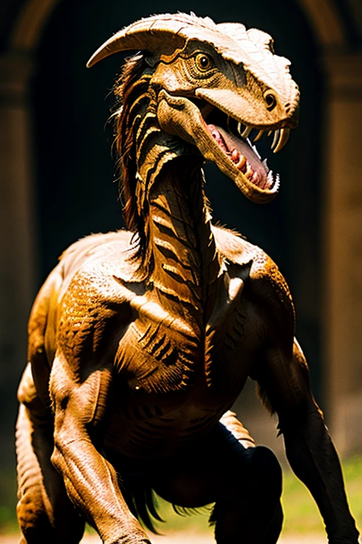 Warrior humanoid velociraptor