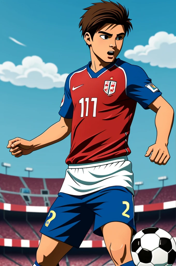 Soccer player boy. animated cartoon.