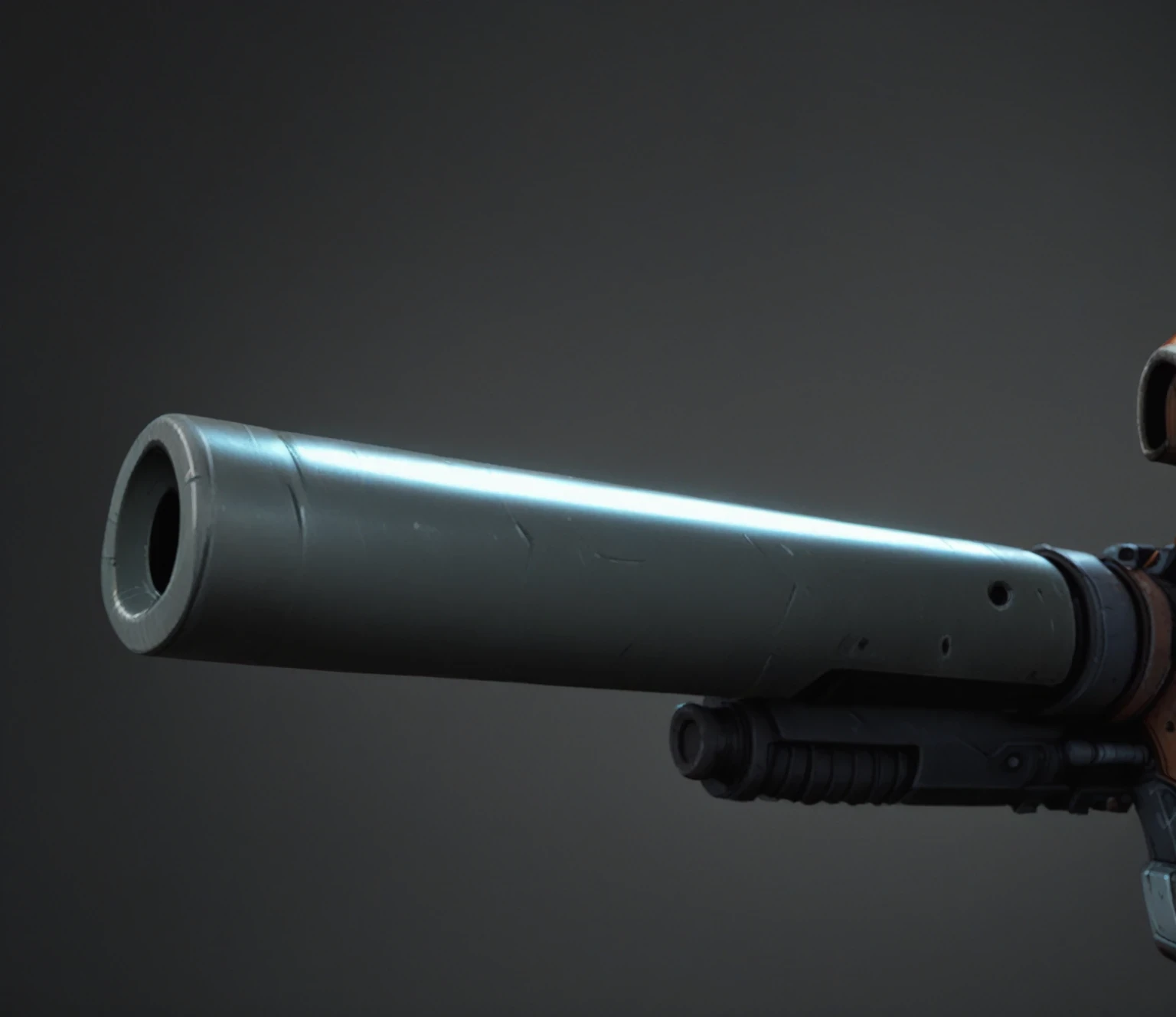 rifle barrel, borderlands style, artstation, realystic, meletary, hand paint texture, gray color, low detail, 3d