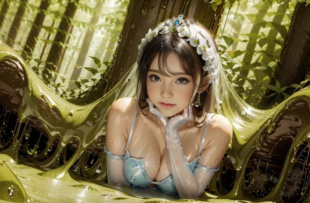 princess, slime, musterbation, she is touching herself