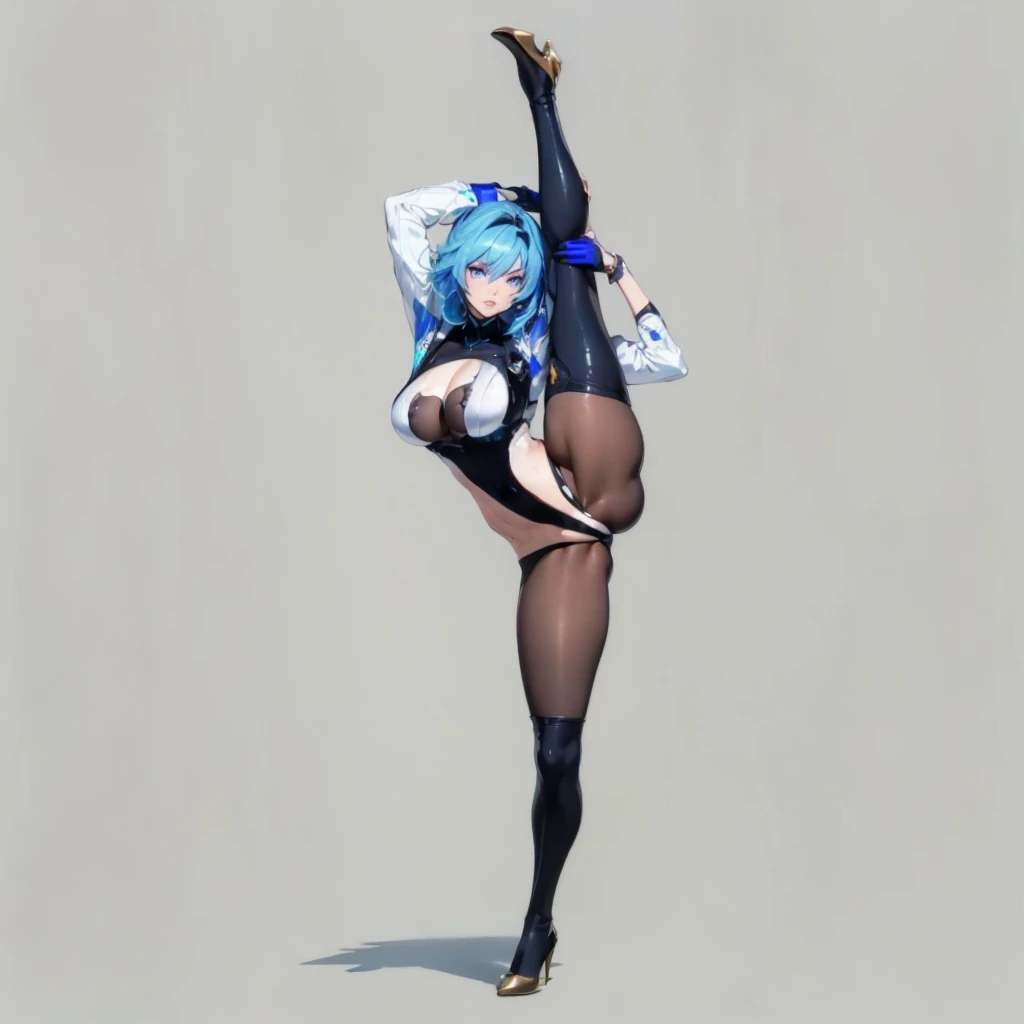 ((1girl, solo, full body, full body front)), (perfect anatomy, perfect hands, perfect legs), beautiful body, natural proportions BREAK
((extremely detailed face)), (beautiful detailed eyes:1.6), (realistic pupils, realistic iris:1), expressive eyes, looking at viewer, (clear eyes:1.2), (sharp facial features:1.2), (hyperrealistic:1), (detailed skin texture:1.2), smooth skin, (blue hair), (golden eyes), (short hair:1.3), (mature female:1.5), (large breast:1.3) BREAK
(skin tight:1.5) BREAK
(masterpiece:1.2), best quality, high resolution, (highly detailed shading), (realistic lighting:1.2), anime-style, perfect lighting, vibrant colors, dynamic tones, striking hues, 8k, absurd resolution, perfect shadows, hdr, UHD, ambient lighting, realistic, ultra-realistic, photo realistic, highly detailed, rich detail, luminous colors, fine texture, intricate design, professional illustration, (soft light:1.2), (illustration:0.8)