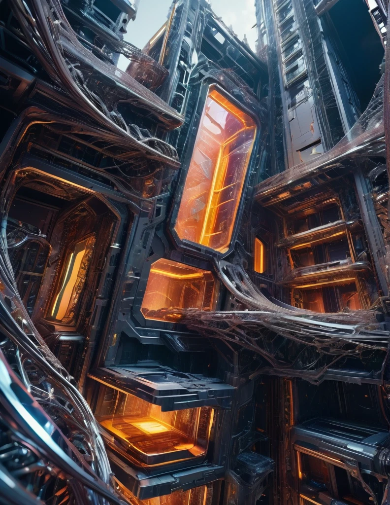 Complex 3d rendering ultra-detailed , biomechanical , simulated 150mm shot, beautiful natural soft edge light, crystal , roots, delicate lace, colorful details, intricate details, mesh threads, mandelbro fractals, body muscles, cable wires, microchips, badasses, surreal, ultra-detailed, octane rendering, volumetric lighting, 8k post-production, color , metallic details , futuristic , power , Techwear, guns, angle , ruined building,