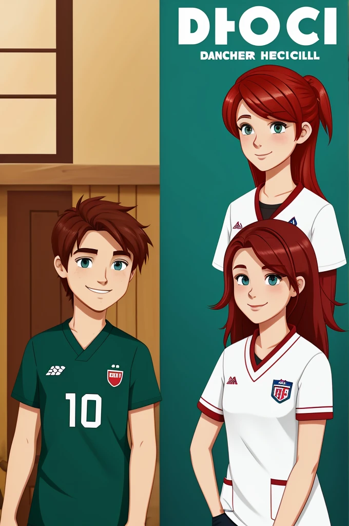 2 CHARACTERS She red-haired girl doctor from rural areas. animated cartoon.
The Soccer Player Boy, number 10 shirt. animated cartoon.
For a book cover.