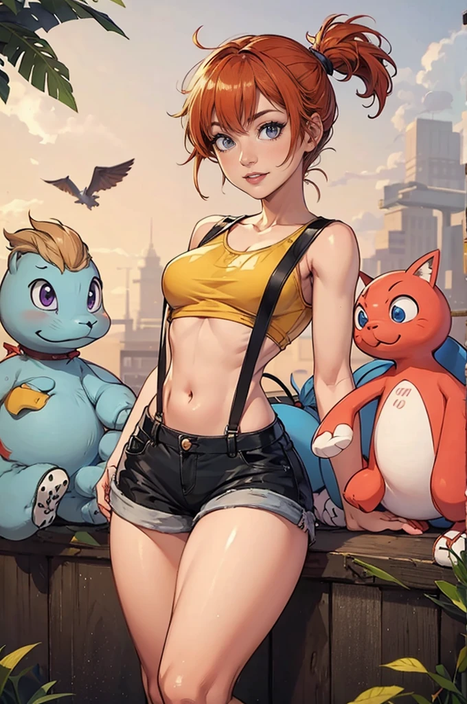 Hinata Hyuga wearing Misty's Pokémon clothes, dark blue long hair, extremely lifelike, very beautiful, extremely sexy, big-ass, legs thick, Fitness, Pokémon dick, pussy, animal dick, nude, genitals