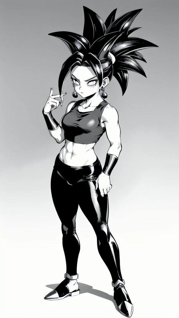 Kefla
Solo . Simple background , manga style , Fitgirl , Lineart , sfw , monochrome,greyscale,comic , Standing , Normal pose , sensual , Safe for work , fullbody , kefla_dragonball,jewelry, earrings, crop top ,  sexy , sensual , hentai 