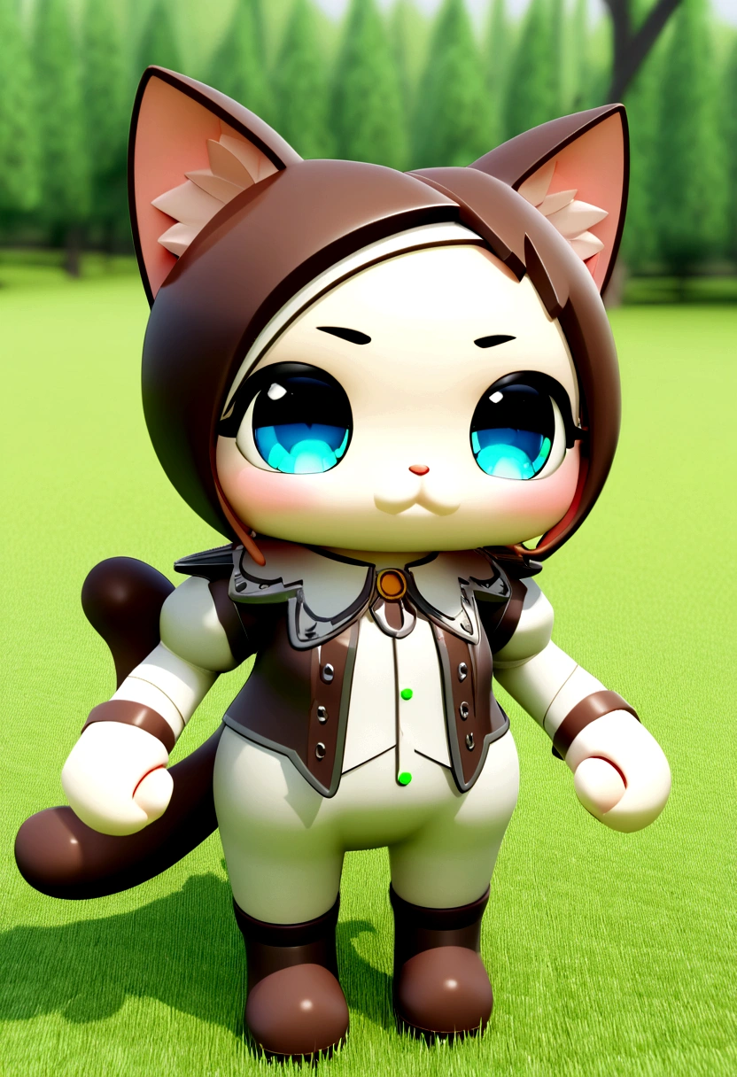 create a cute cat big bright eyes in 3d cartoon chibi style