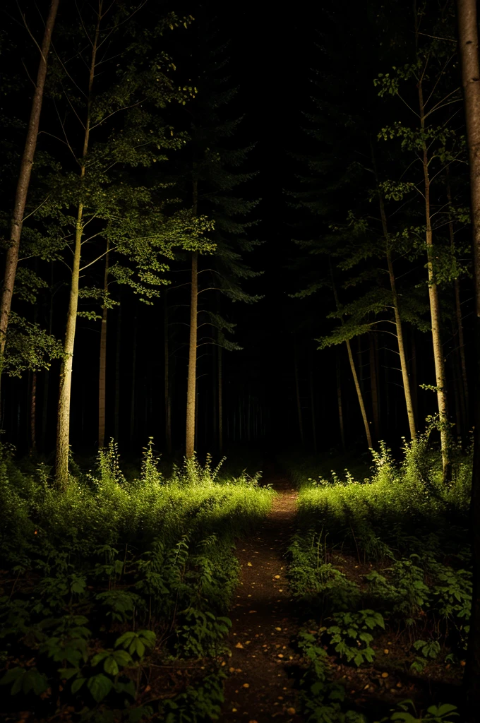 A forest bushes horror full photo in night
