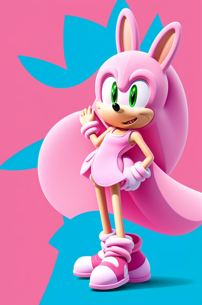 Pink bunny in sonic art style