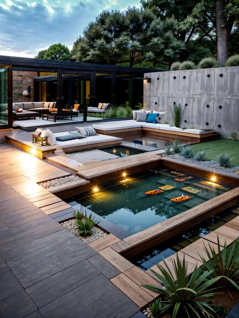 Sunken sitting area, outdoor modern design