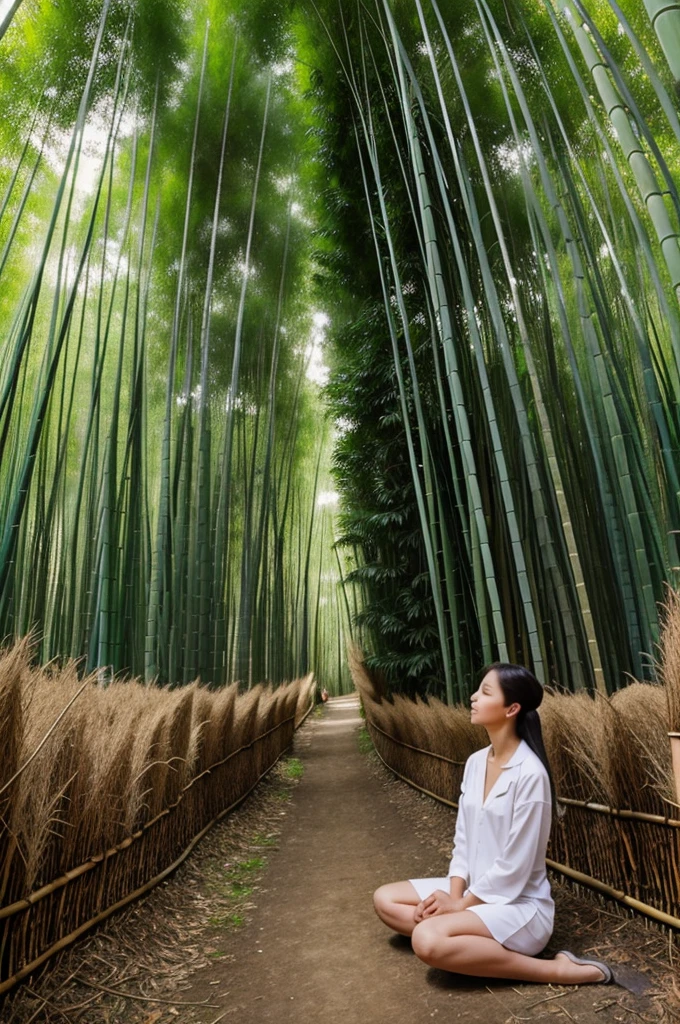 Bamboo forest with medicinal smell with peacefull couple