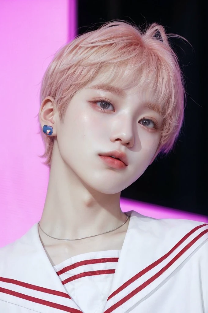 Arafa woman with colored hair sitting at a table, jung jaehyun, adorable and pale korean face, male ulzzang, Kim Doyoung, with short hair, jossi do blackpink, Hong Jun Hyung, taejune kim, ulzzang, the hime cut, jaeyeon nam, XQC, park jimin, tomboy short platinum hair