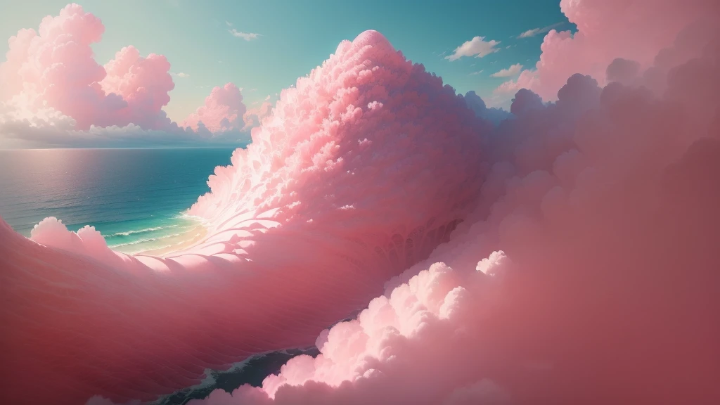 "((((Pink ocean))),((best quality, masterpiece级别))),((White clouds in the sky)),natural scenery,Light Solution,Realistic landscape,high resolution,Extremely detailed,masterpiece,Best quality,art itself,Top quality,(masterpiece级别:1.3),Atmospheric perspective,Super Detail,Dynamic Combination".