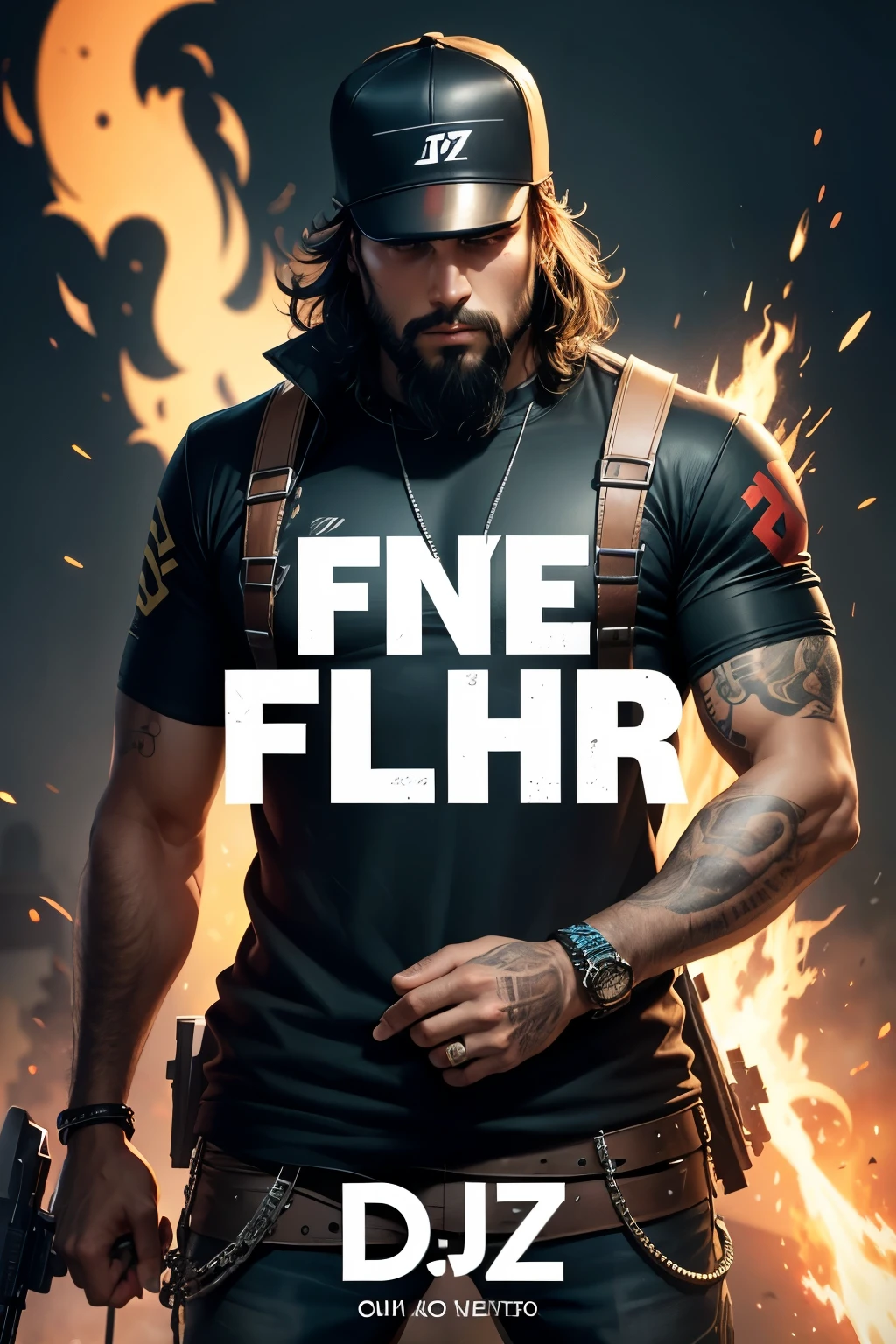 Free fire character DJ alok with a text written below it-Slayer
