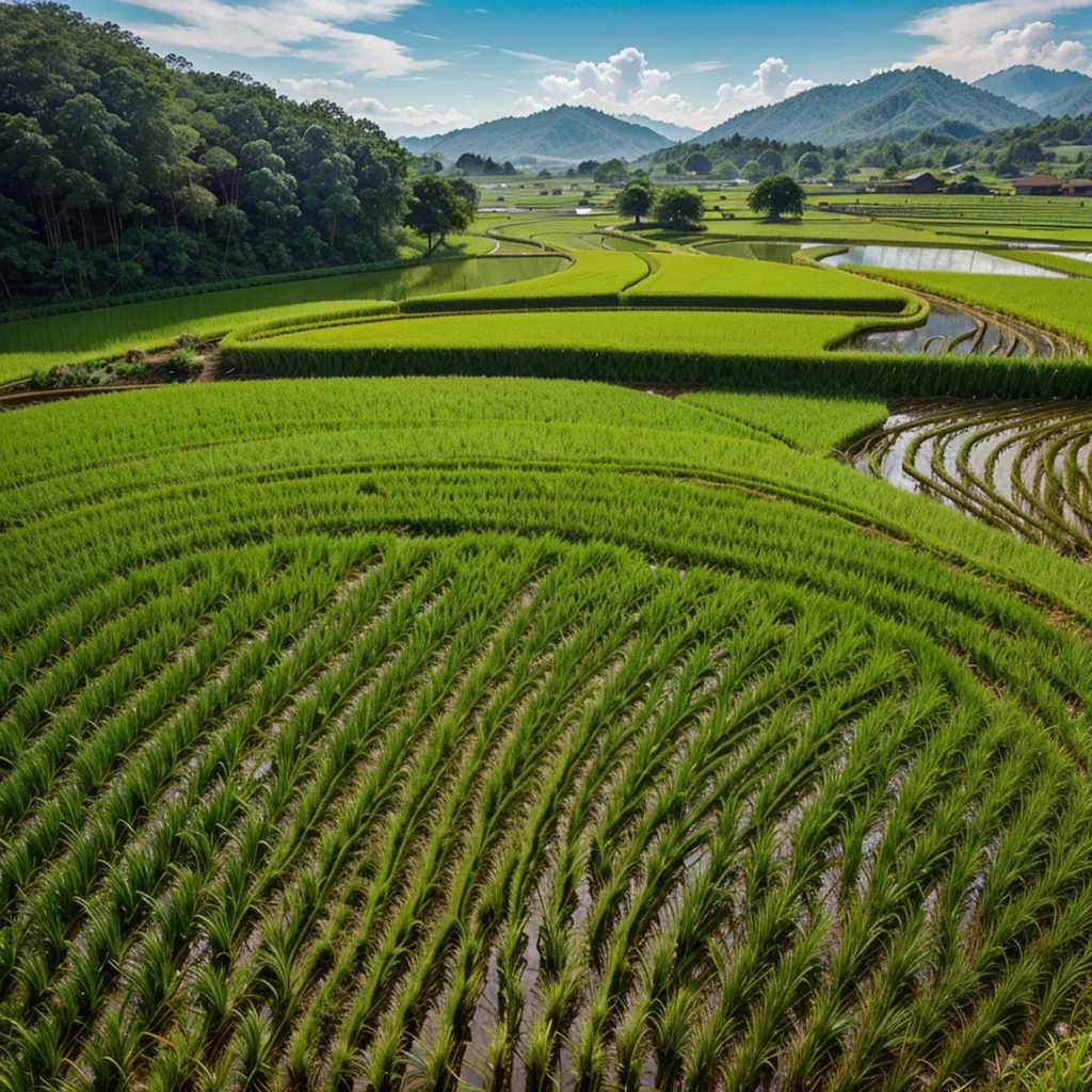 green rice fields