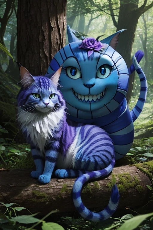 cheshire cat in mystical forest with legendary air