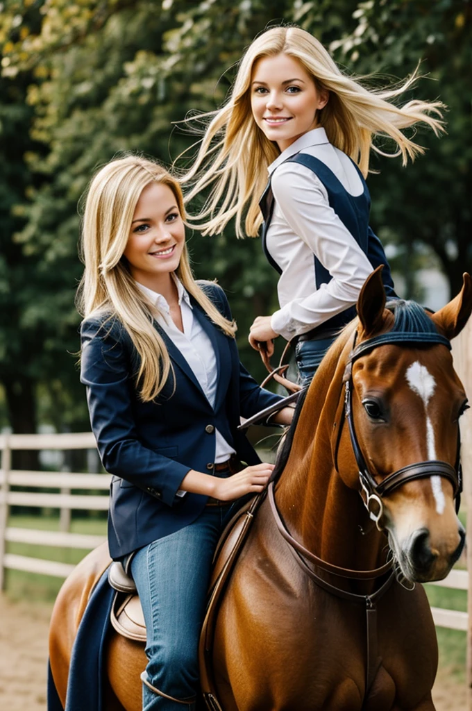 Blonde girl on a horse