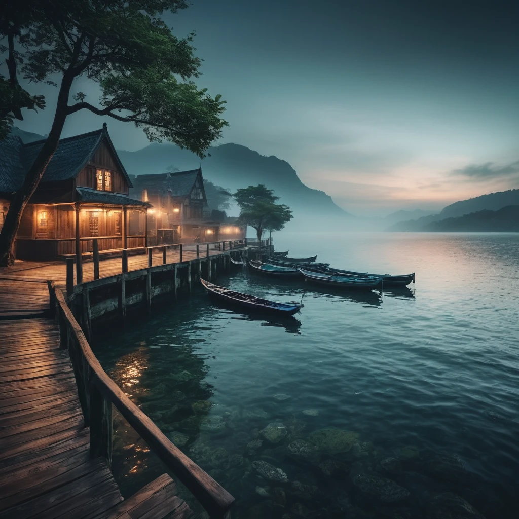 Mysterious waterfront scenery