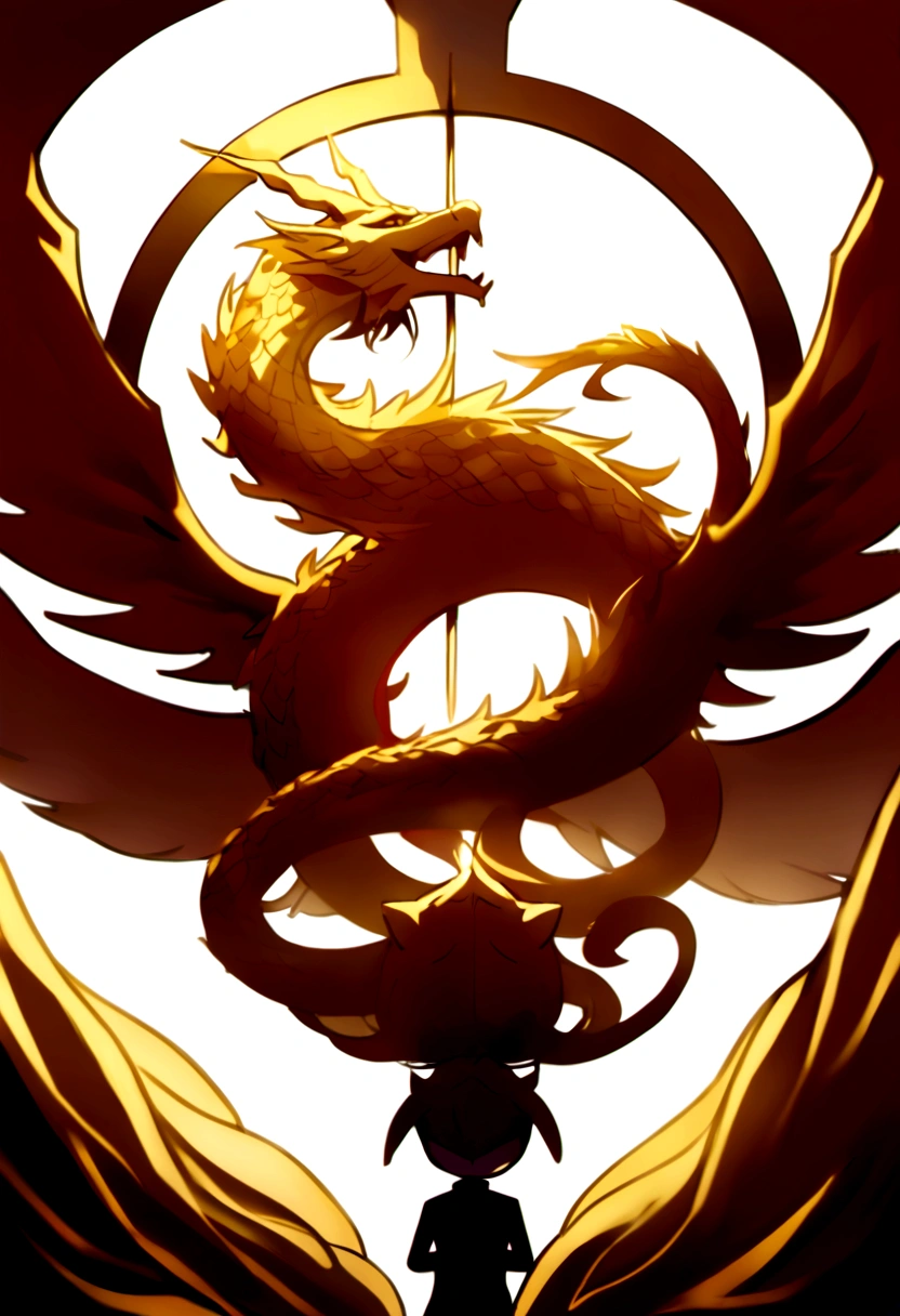 Golden Chinese dragon、Heading to Heaven、White Background、One Head