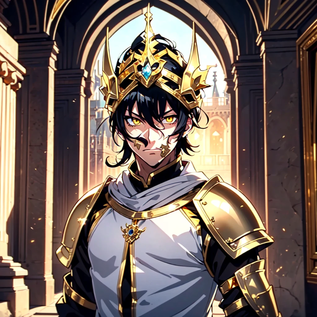 128K Ultra High Definition,
128K Ultra High Quality,
128K Ultra High Resolution,
Best Definition,
Best Quality,
Best Resolution,
Perfectly Detailed,
Perfectly Designed,
Extremely Detailed,
Extremely Designed,
Hyper Detailed,
Hyper Definition,
Hyper Quality,
Hyper Resolution,
Masterpiece,
(((Anime))),
Body Shot,
(((Boy))),
Handsome,
Muscular Body,
(((Black Mid Hair))),
(((Yellow Eyes))),
(((Gold Warlord Armor))),
(((Inside Of Medieval Royal Palace Background Scenery))),
