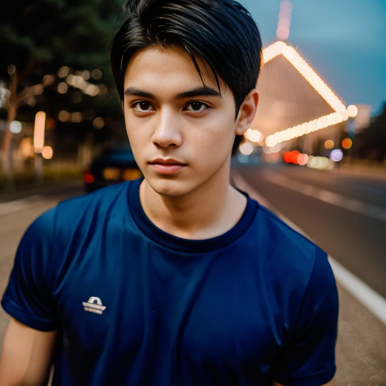 Aarav man, 25 years old, short black haircut, standing in the middle of the road., Hero Moves, standing next to car, Nissan 350z middle shot, The promotion is still on., The promotion is still on., Zach Retz, Shot with canon eos r5, Shot with canon eos r5, moody movie lighting, Rafael Pernaz, Photo Editor, Alexander Rostov, Still from Riverdale, Portrait 8 k, cyberpunk noir, ultra realistic, neon, photography model, raw image, dsrl, neon signs, purple, light blue, red