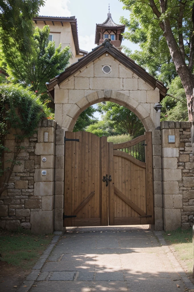 Make a photo of the village gate