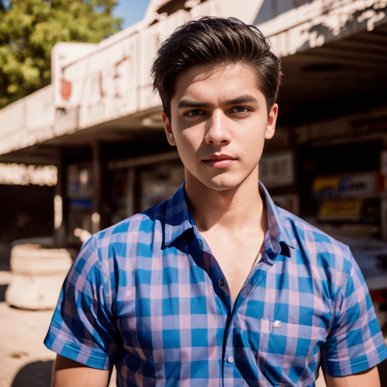 Aarav man, 25 years old, short black haircut, standing in the middle of the road., Hero Moves, standing next to car, Nissan 350z middle shot, The promotion is still on., The promotion is still on., Zach Retz, Shot with canon eos r5, Shot with canon eos r5, moody movie lighting, Rafael Pernaz, Photo Editor, Alexander Rostov, Still from Riverdale, Portrait 8 k, cyberpunk noir, ultra realistic, neon, photography model, raw image, dsrl, neon signs, purple, light blue, red