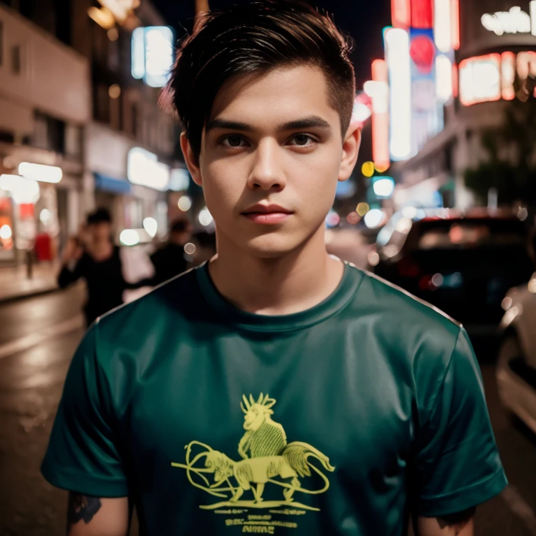 Aarav man, 25 years old, short black haircut, standing in the middle of the road., Hero Moves, standing next to car, Nissan 350z middle shot, The promotion is still on., The promotion is still on., Zach Retz, Shot with canon eos r5, Shot with canon eos r5, moody movie lighting, Rafael Pernaz, Photo Editor, Alexander Rostov, Still from Riverdale, Portrait 8 k, cyberpunk noir, ultra realistic, neon, photography model, raw image, dsrl, neon signs, purple, light blue, red