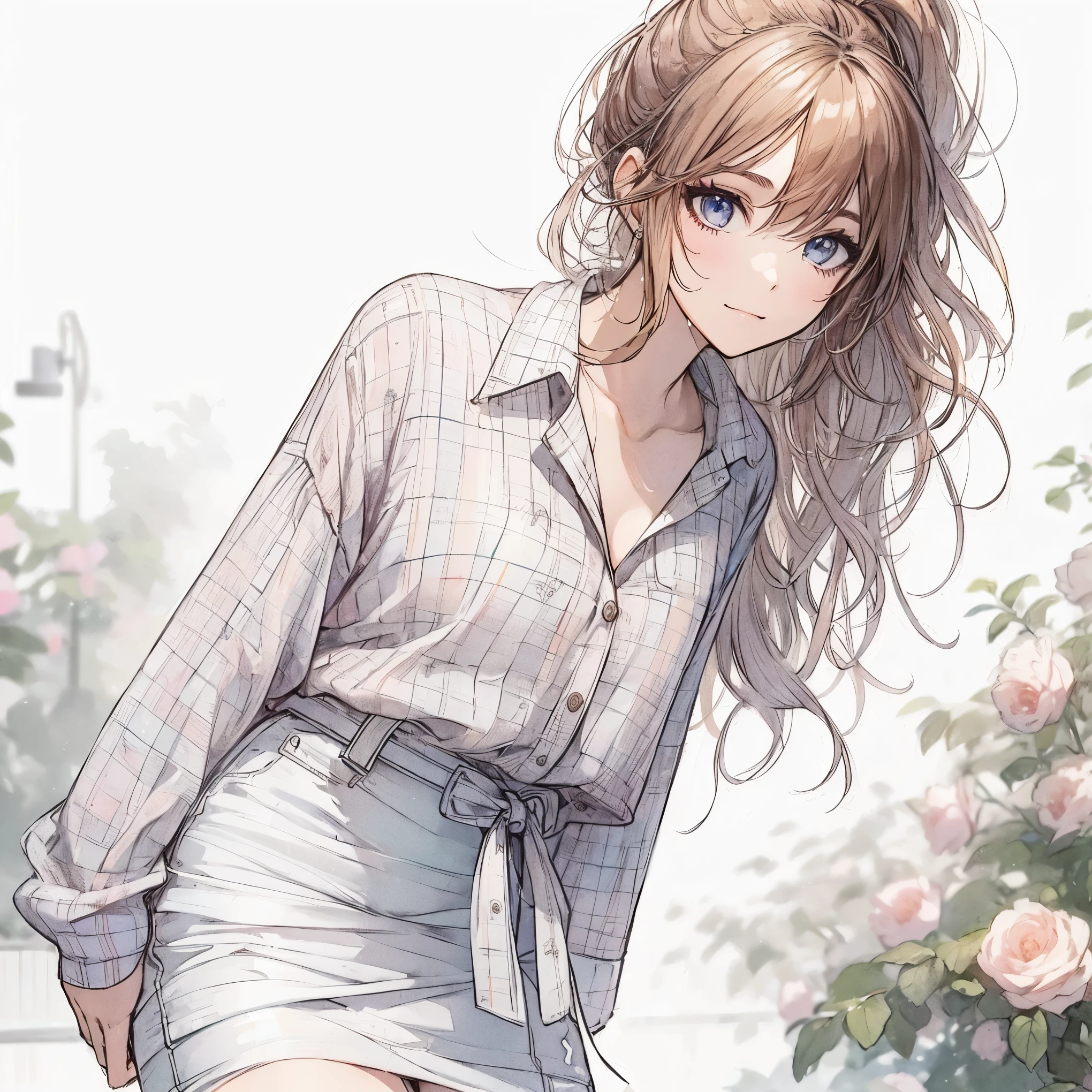 Official art using high-quality hand-drawn watercolor sketch techniques. (best quality,4k,8k,highres,masterpiece:1.2),ultra-detailed,beautiful detailed eyes,A girl with beautiful eyes, everyone, beautiful anime girl, cute anime girl, smooth anime art, anime style, elegant colors, soft lighting, delicate beautiful wet eyes, very coquettish, (beautiful large breast:1.2), (correct hands:1.2),