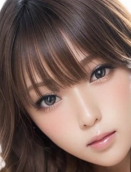 Highest quality, masterpiece,  Round face、((Light brown hair:1.4、Long Hair, Curly Hair))、Highly detailed skin and facial textures:1.3, Limb details, 1 Girl, Cute and sexy 22 year old Japanese , ((Totally captivates you:0.9)),(Beautiful Eyes, black eye, Beautiful erotic eyes:0.85), Sexy Face:0.4, (Mouth closed、Small Mouth、Thick lips、A taste of beautiful eroticism:0.85), ((Too cute beauty:0.9))、Gal Makeup、