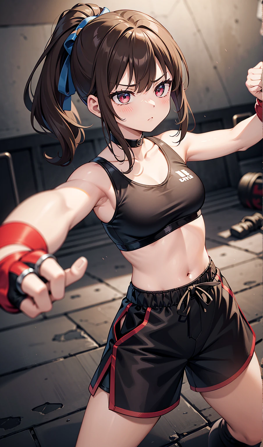 final fantasy 7 tifa, sweaty training with a punching bag