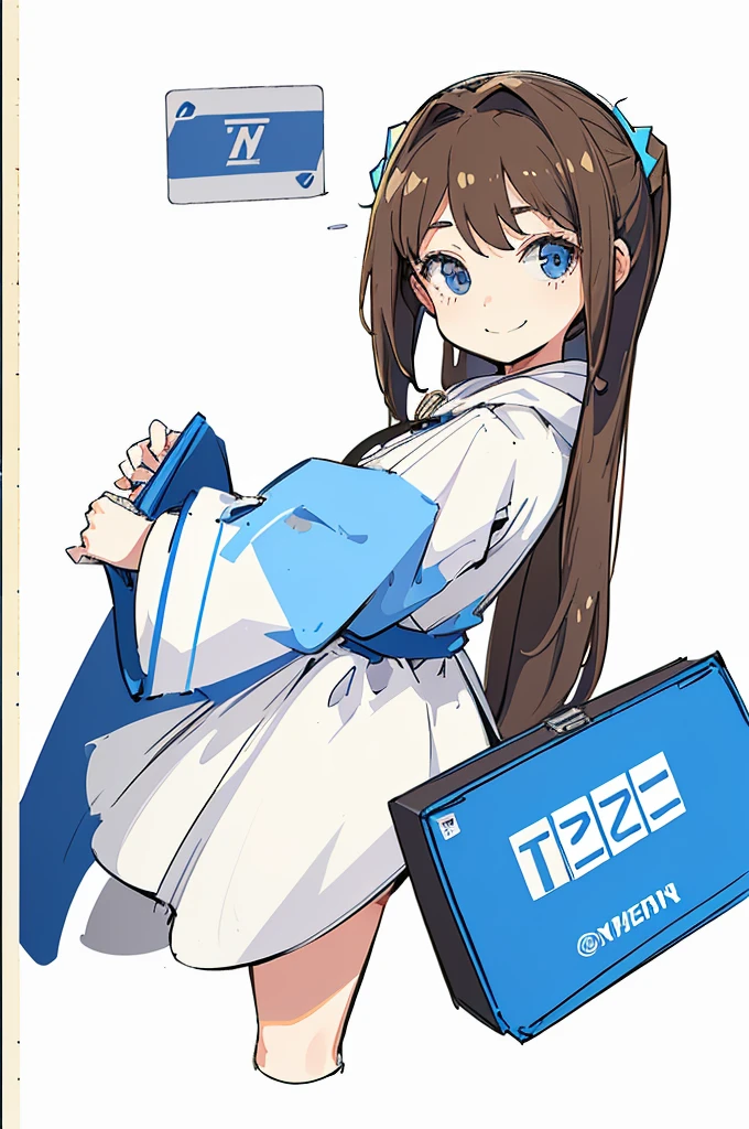 masterpiece, perfect centering, one cute woman, twitter user, light brown hair, shoulder length hair, 25 years old, pale blue simple hoodie, ((slight smile:1.2)), ((white background1.5)), ((pop art:1.2)), cartoon