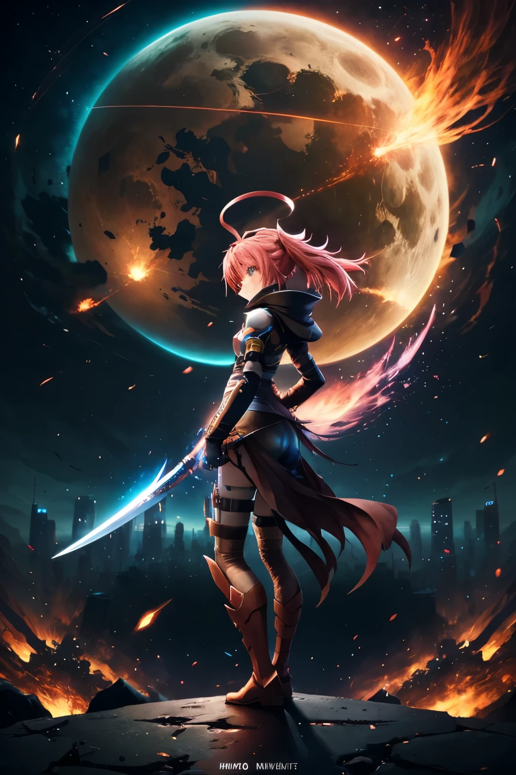 tensei shitara slime datta ken, Milim Nava, 12 years old, anime standing in front of a city with a sword, epic anime artwork, posuka demizu, anime fantasy illustration, anime fantasy illustrations, anime style like destiny/Overnight stay, Anime Wallaper, epic light novel cover, epic anime style, manga wallpaper 4k, advanced digital anime art, destiny / Overnight stay, epic light novel art cover, bright fiery eyes, bright orange eyes, Bright ember eyes, burning eyes, red eyes of fire, wallpaper, 4 k manga wallpaper, animated badass 8k, 4k animado wallpaper, animated epic artwork, hd anime wallaper, anime wallaper, animated style 4k, ultra hd animado wallpaper, animado wallpaper 4k, animado wallpaper 4 k, epic animated style, mitz vah art style, detailed animated art