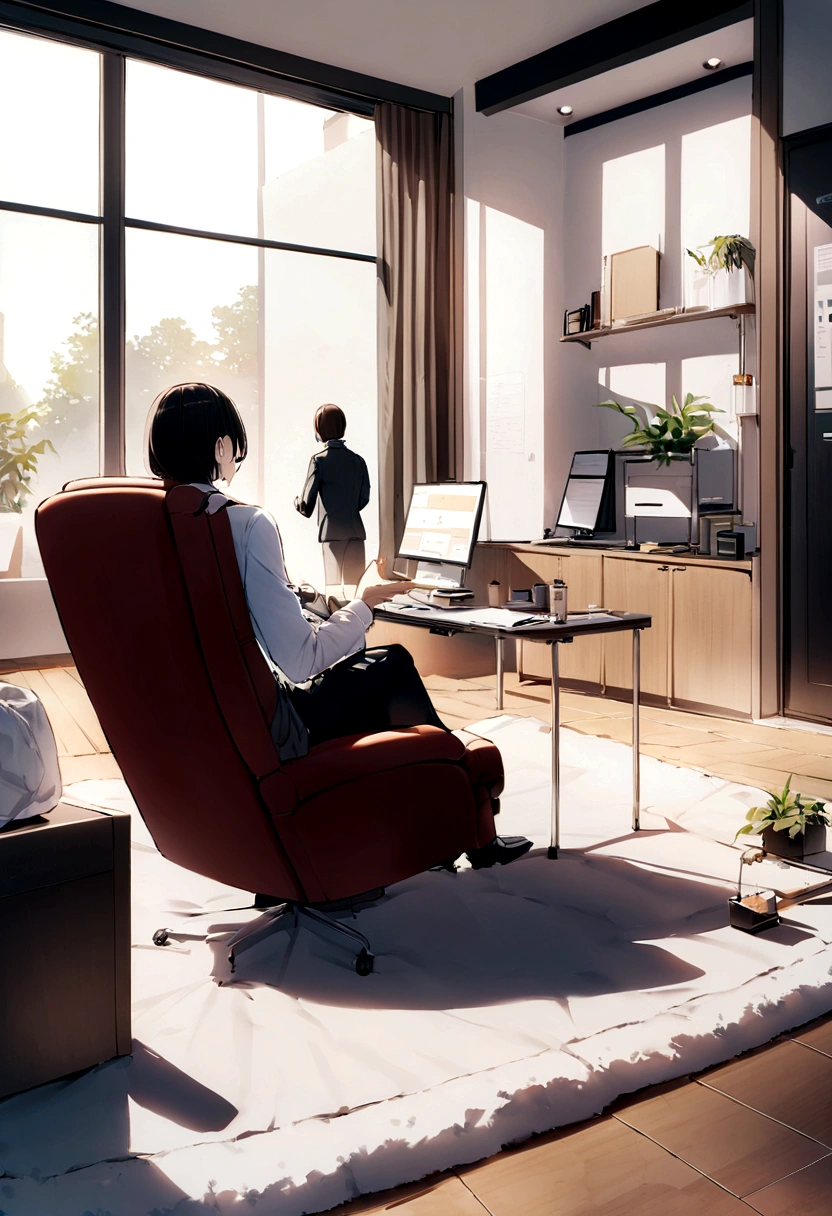 Blueprint of the general manager&#39;s office，simple，hyundai，Sofa，humanistic care，technology company，reception，Atmospheric，Can give customers a strong feeling.