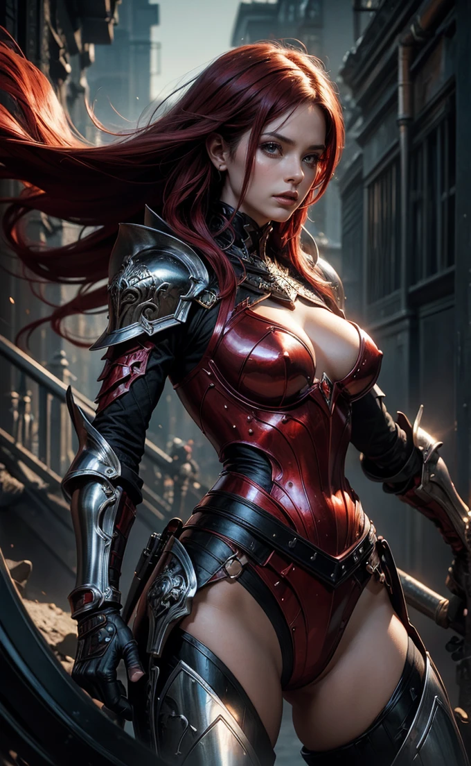 Stunning red Shiny Armored Lady: A Masterpiece in Amazing Detail Photography
By: Clint Langley, Simon Bisley
- Quality: Insanely Detailed & Intricate, Hypermaximalist
- Detail: Extremely Detailed, Finely Crafted
- Resolution: Ultra High-Resolution (16k)
- Style: Elegant, Ornate, Hyper Realistic, Super Detailed, Noir Coloration
- Mood: Serene
This masterpiece, a testament to the skills of Clint Langley and Simon Bisley, showcases a beautiful woman donning a black shiny armor with a flowing c