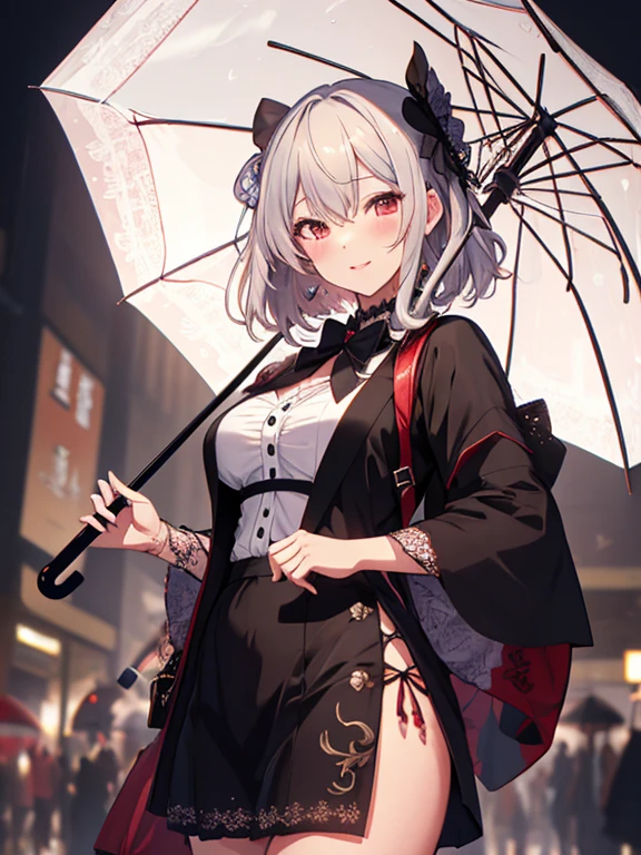 Person with an Umbrella, めぐみん, UHD, retina, masterpiece, ccurate, anatomically correct, textured skin, super detail, high details, high quality, best quality, highres, 4K