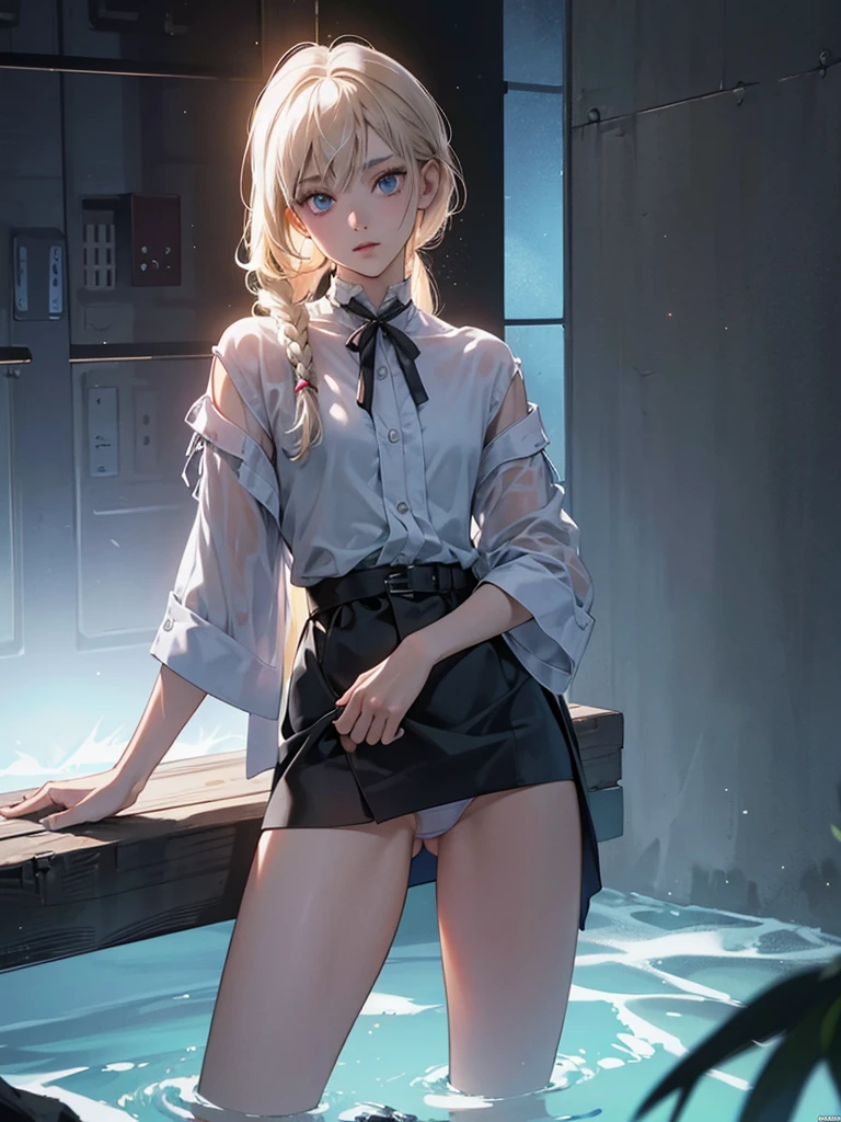 ((Best quality)), ((masterpiece)), (detailed:1.4), 3D, an image of a beautiful cyberpunk shota kid,HDR (High Dynamic Range),Ray Tracing,NVIDIA RTX,Super-Resolution,Unreal 5,Subsurface scattering,PBR Texturing,Post-processing,Anisotropic Filtering,Depth-of-field,Maximum clarity and sharpness,Multi-layered textures,Albeo and Specular maps,Surface shading,Accurate simulation of light-material interaction,Perfect proportions,Octane Render,Two-tone lighting,Wide aperture,Low ISO,White balance,Rule of thirds,8K RAW,wet panties,white panties,can saw a trace on my underwear ,panties is very wet,The panties are so sheer you can see the dick,(idle),Spread legs,tattoo between legs,bulge underwear,Both hands were tied,mons pubis,underwear was soaked with water.boy who looks like a girl,slender body,one braid on one side,The penis is small