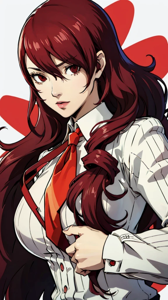 Mitsuru kirijo, portrait, suit, tie, red eyes, long hair, hair over one eye , hair over one eye,