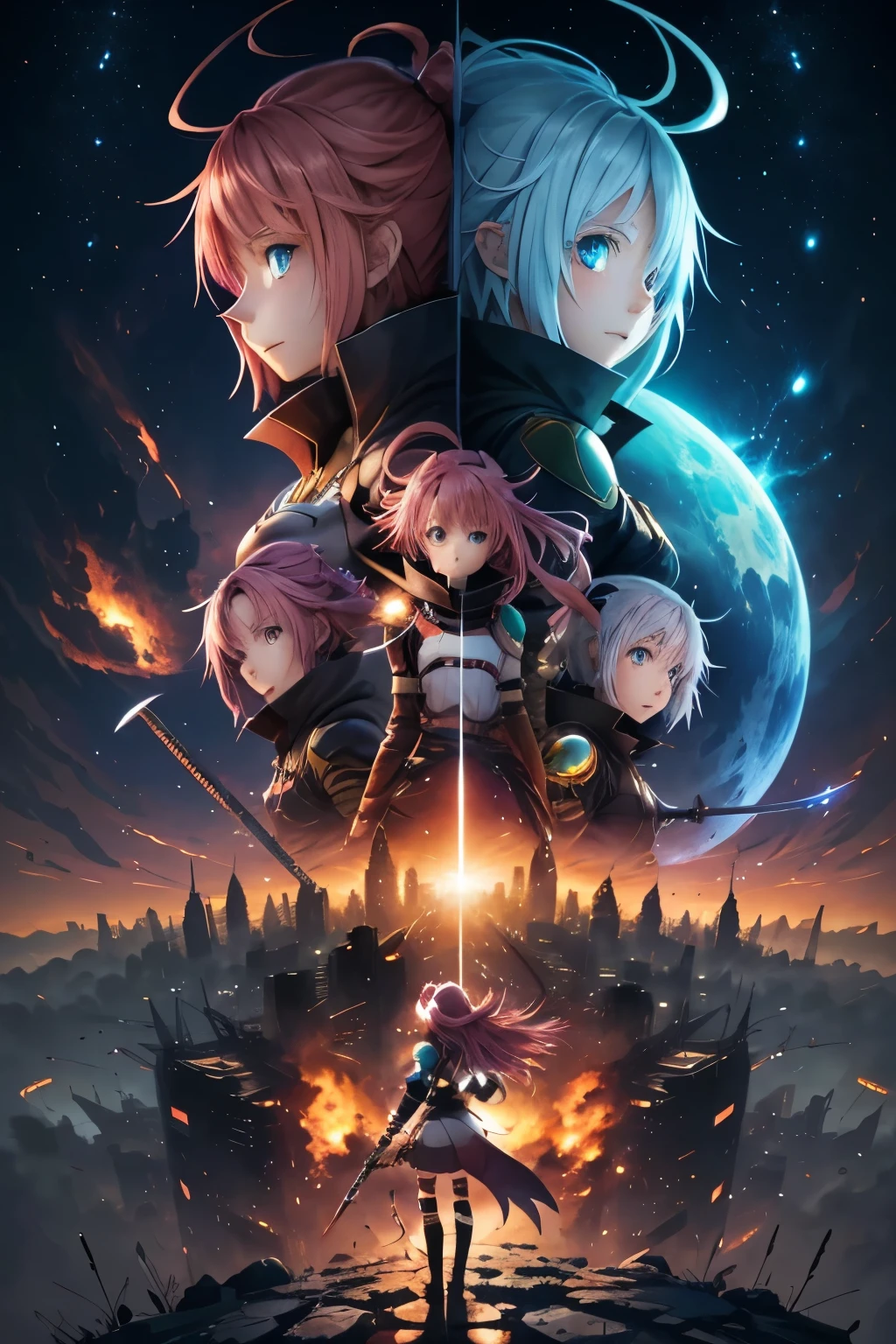tensei shitara slime datta ken, Milim Nava, anime girl standing in front of a city with a sword, epic anime artwork, posuka demizu, anime fantasy illustration, anime fantasy illustrations, anime style like destiny/Overnight stay, Anime Wallaper, epic light novel cover, epic anime style, manga wallpaper 4k, advanced digital anime art, destiny / Overnight stay, epic light novel art cover, bright fiery eyes, bright orange eyes, Bright ember eyes, burning eyes, red eyes of fire, wallpaper, 4 k manga wallpaper, animated badass 8k, 4k animado wallpaper, animated epic artwork, hd anime wallaper, anime wallaper, animated style 4k, ultra hd animado wallpaper, animado wallpaper 4k, animado wallpaper 4 k, epic animated style, mitz vah art style, detailed animated art