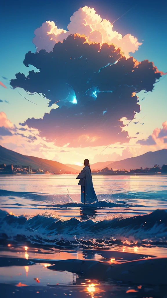 The clear blue sky is tinged with a deep blue, characteristic of summer. Looking from one end of the sky to the other, the gradation of blue changes subtly, becoming more transparent the further one's gaze goes. The white clouds floating in places are as fluffy as cotton candy and are slowly being carried away by the wind. The sun rises high, casting an intense light that casts a firm shadow on the earth. Its light leaks through the trees, creating flickering shadows on the ground. Under a blue sky, green leaves glisten in the light, and in the distance, the silhouettes of mountains appear thin. If the ocean is nearby, the sound of gentle waves can be faintly heard and the scent of the tide wafts in the air. The smell of grass and flowers also mingle, and the air is filled with the scent of summer. The cicadas' chirping echoes through the air, their sound further enhancing the serenity of the summer day.
Translated with DeepL.com (free version)