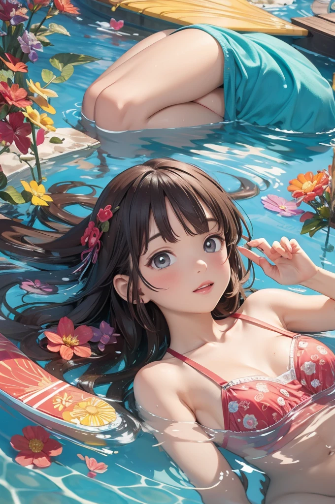 (masterpiece, top quality, official art:1.2),(colorful),looking at the viewer,1girl, portait, solo, floating colorful water