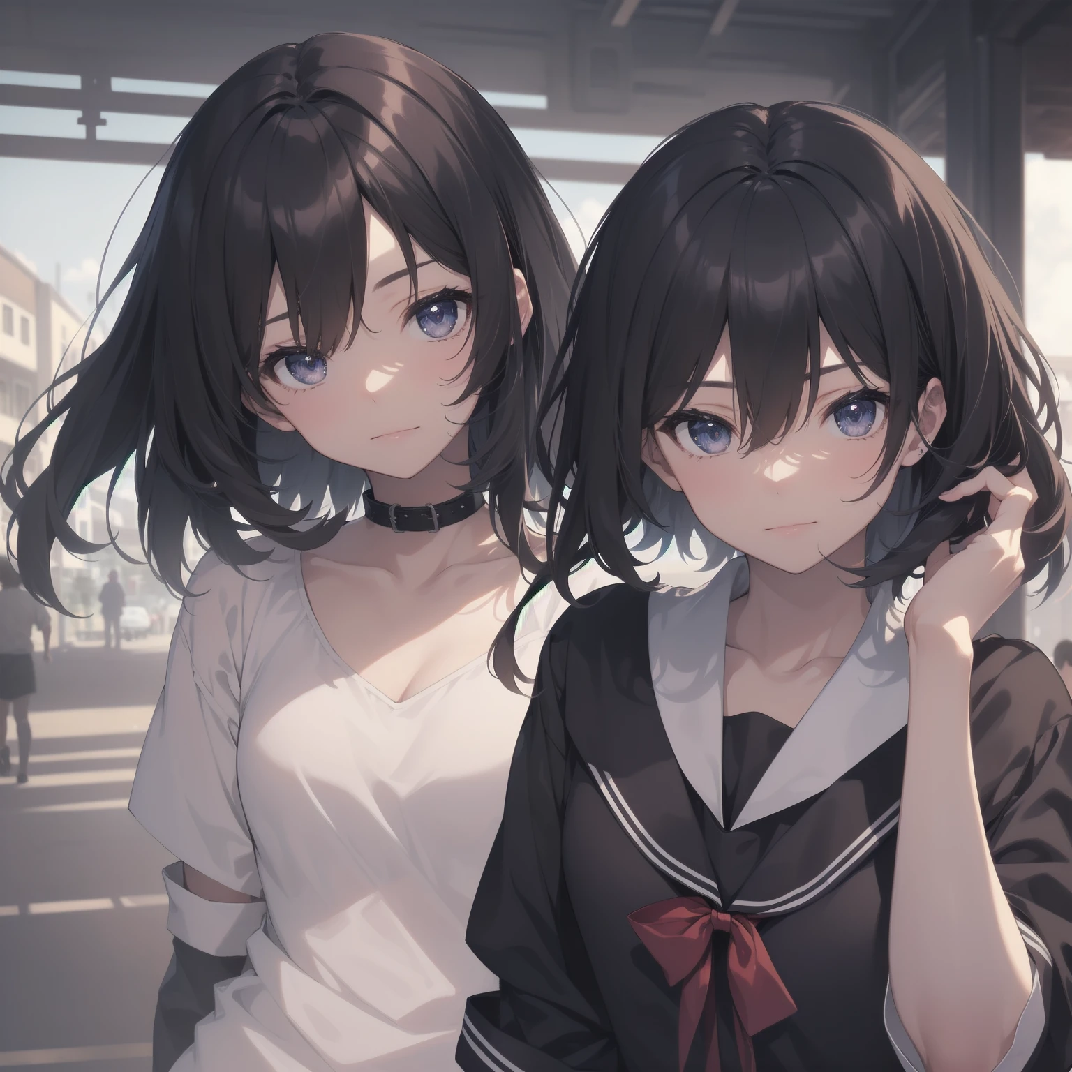 ultra-absurdres-Top quality by artist God, ultra-detailed, high resolution, anime moe artstyle, best anime 8k konachan wallpaper, pixiv contest winner, pool:2810, perfect anatomy,break, 1girl, (Please draw a girl walking sleepily to school alone. )break,(Solo,little female, 13-year-old:1.3),Full limbs, complete fingers,a junior high school student, (very short hair), short cut, flat chest, , small butt, small black eyes, beautiful detailed eyes, well-proportioned iris and pupils, expressive eyes, highres detailed hair, soft expression, salor school_uniform, sailor collar, serahuku, bow, pleated skirt,(Detailed Lighting), (Detailed background), in the School commute route. break,super detailed skin, Best cinematic lighting powered by famous artist, 8k,beauty illustration,photoshop_(medium),very aesthetic,break,((artist:saiguchi_otoufu )), artist:clamp ,artist:carnelian ,artist:kantoku ,