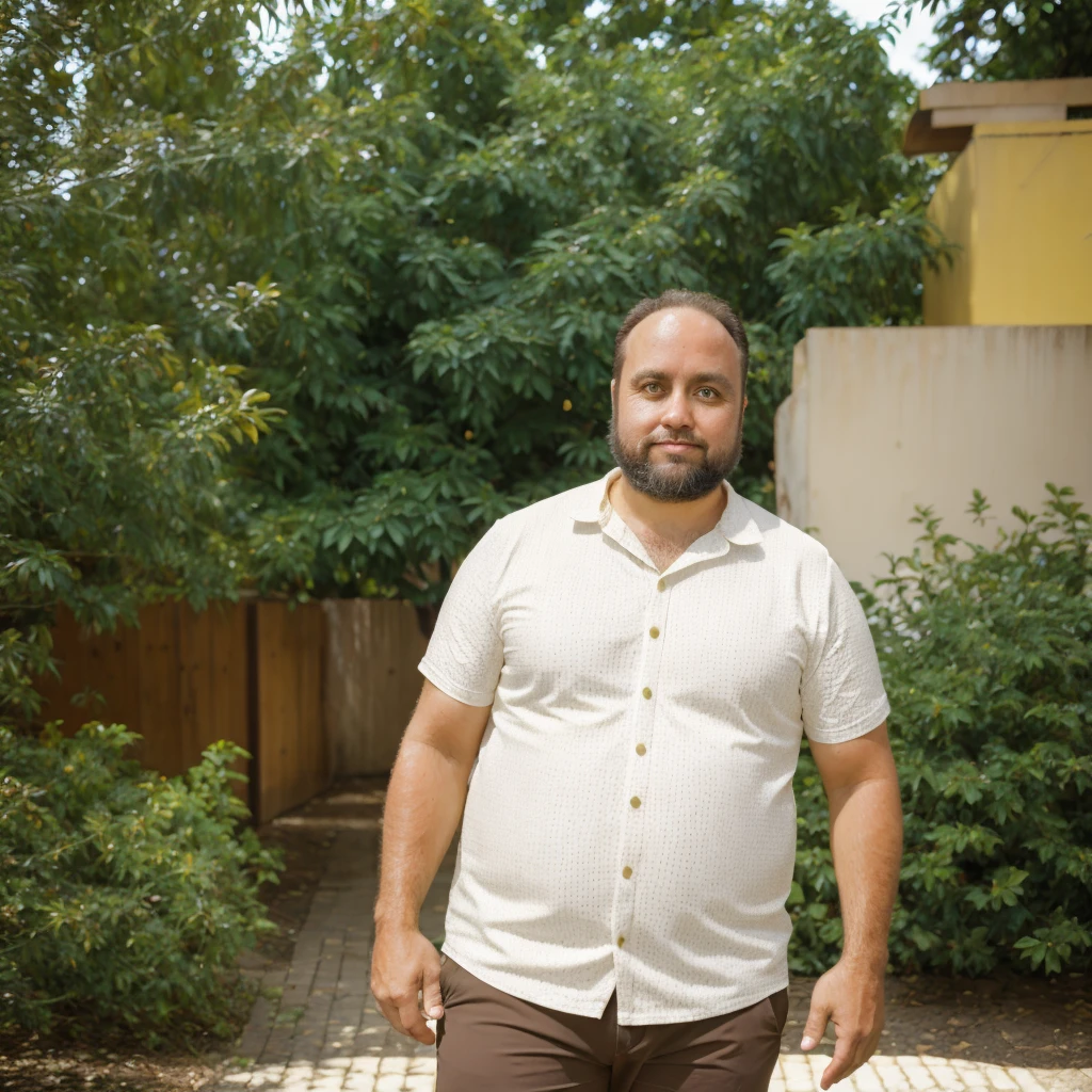 40-year-old man, White Caucasian, Brazilian style chubby, brown eyes and hair, short beard, street clothes, professional photography, various positions, various environments , mix environments and people to make it more realistic 